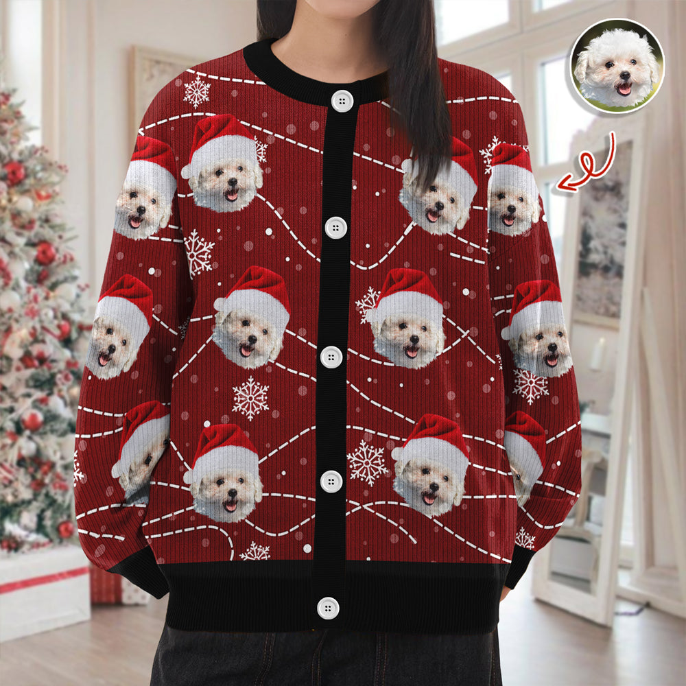 Custom Puppy Photo Personalized Dog Lovers Christmas Cardigan CH07 899896
