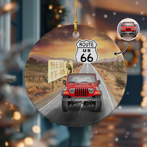 Custom Car Photo Route 66 Ceramic Ornament For Car Lover TH10 896033