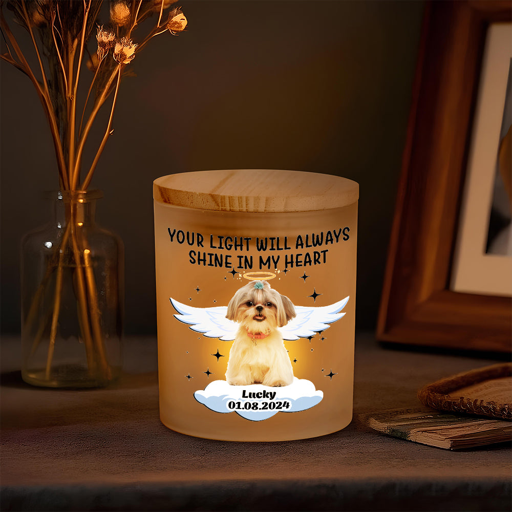 Custom Photo Forever In My Heart Memorial Glass Jar With LED Candle LM32 893503