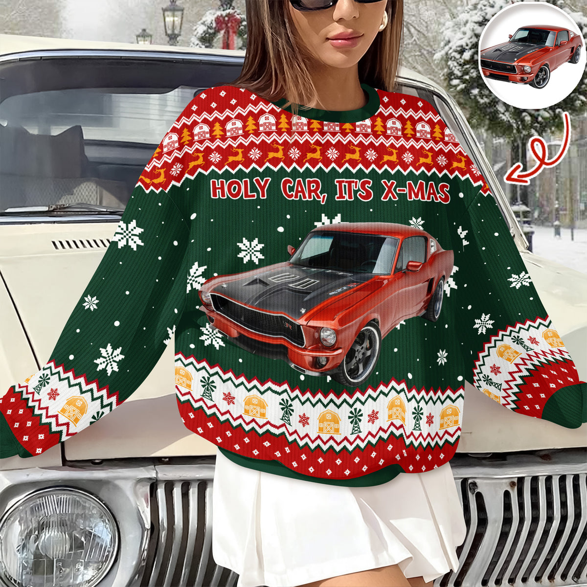 Custom Photo Holy Car, It'S X-Mas Ugly Sweater HO82 900548