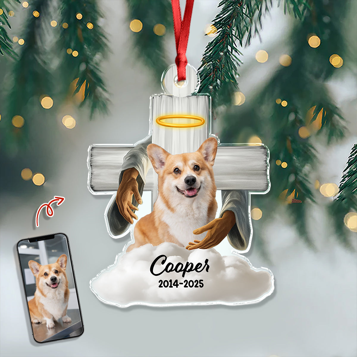 Custom Dog Memorial Photo Dog In Heaven Acrylic Ornament CH07 896636