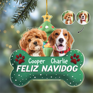 Custom Photo Dog Merry Woofmas Acrylic Ornament HA75 897560