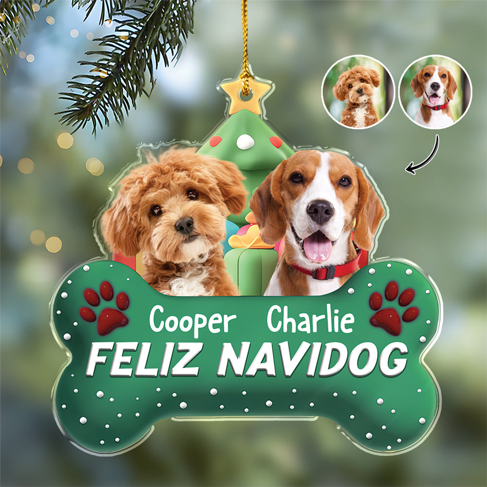Custom Photo Dog Merry Woofmas Acrylic Ornament HA75 897560