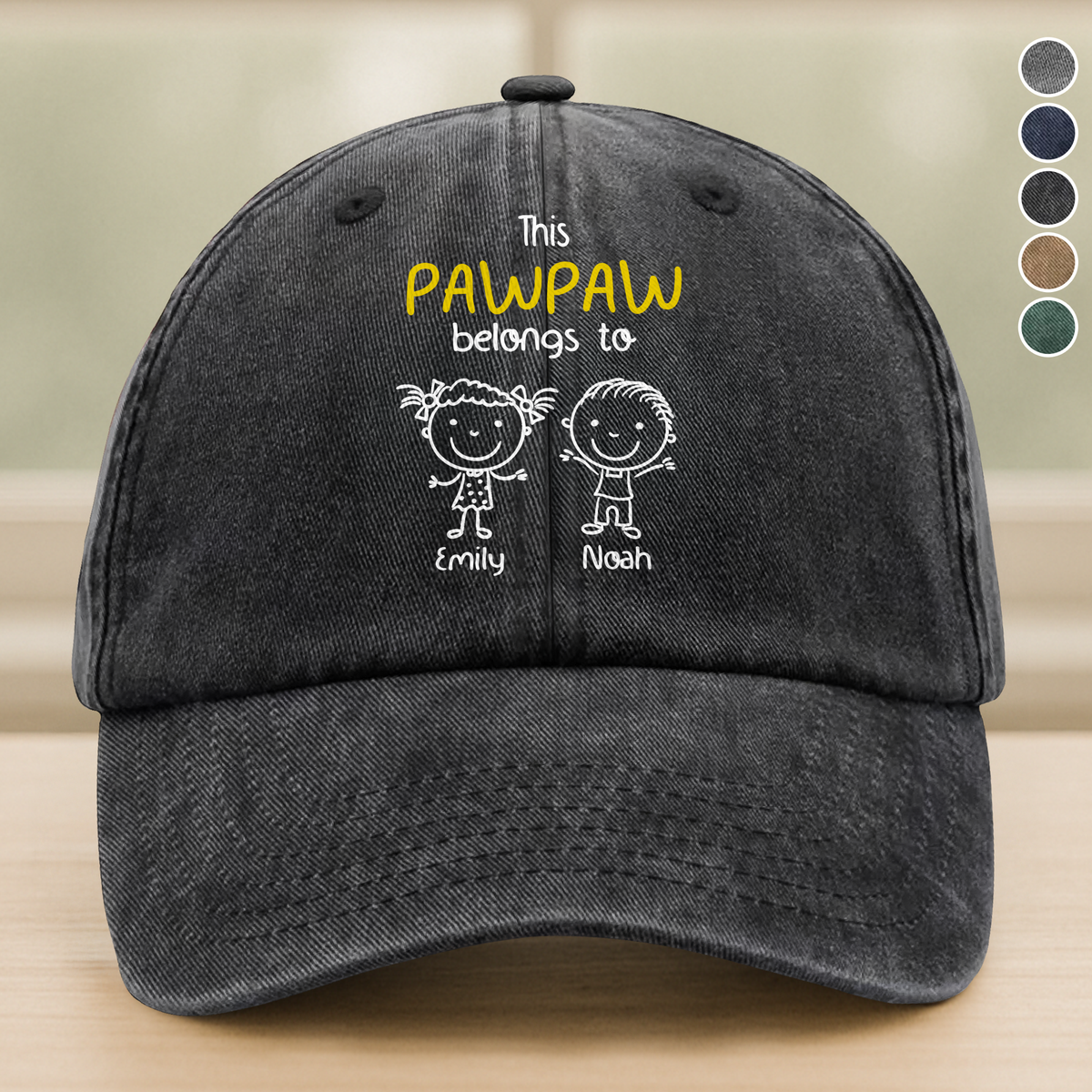 This Daddy Belongs To Us Personalized Washed Denim Baseball Cap HA75 897202