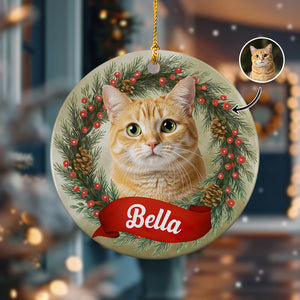 Custom Photo Cat Personalized Ceramic Ornament Christmas Gift For Cat Lovers HA75 897046