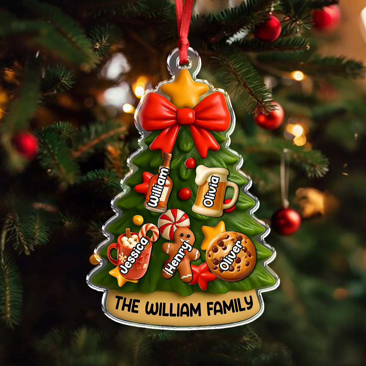 Personalized Family Christmas Tree Acrylic Ornament Custom Family Names Holiday Keepsake CH07 899638