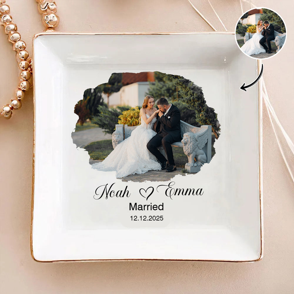 Custom Engagement Photo Jewelry Dish Gift For Married Couple CH07 899888
