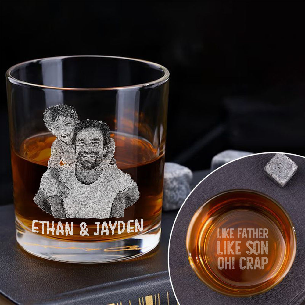 Custom Photo Like Father Like Daughter Engraved Whiskey Glass Personalized Gift For Dad CH07 895740