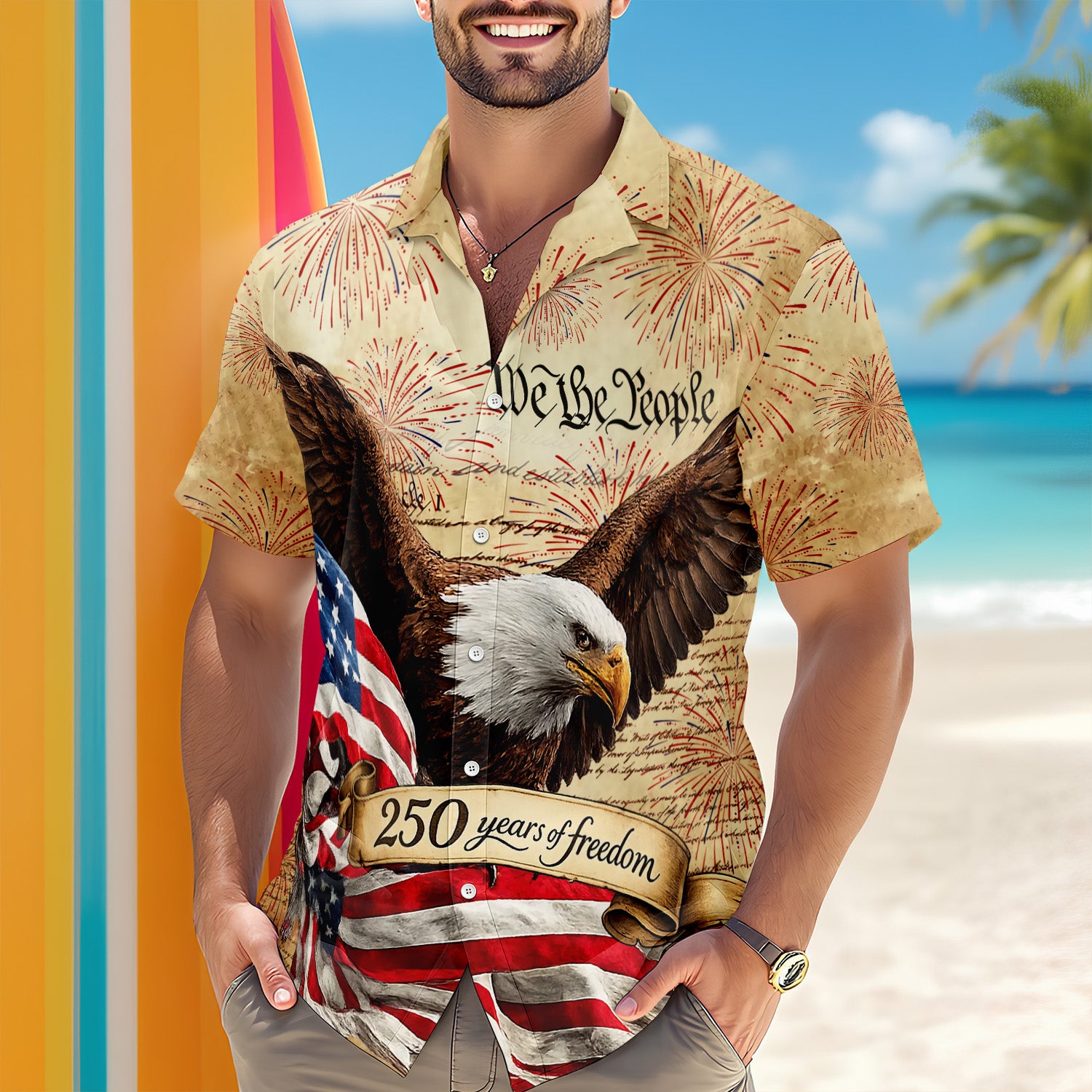 We The People 250 Years of Freedom Hawaiian Shirt – American Flag Patriotic CH07 910486