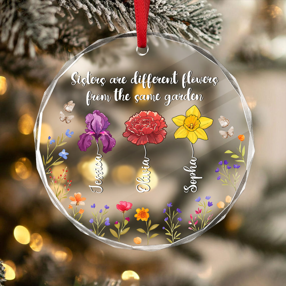 Personalized Gift Sisters Are Different Flowers Glass Ornament LM32 895411