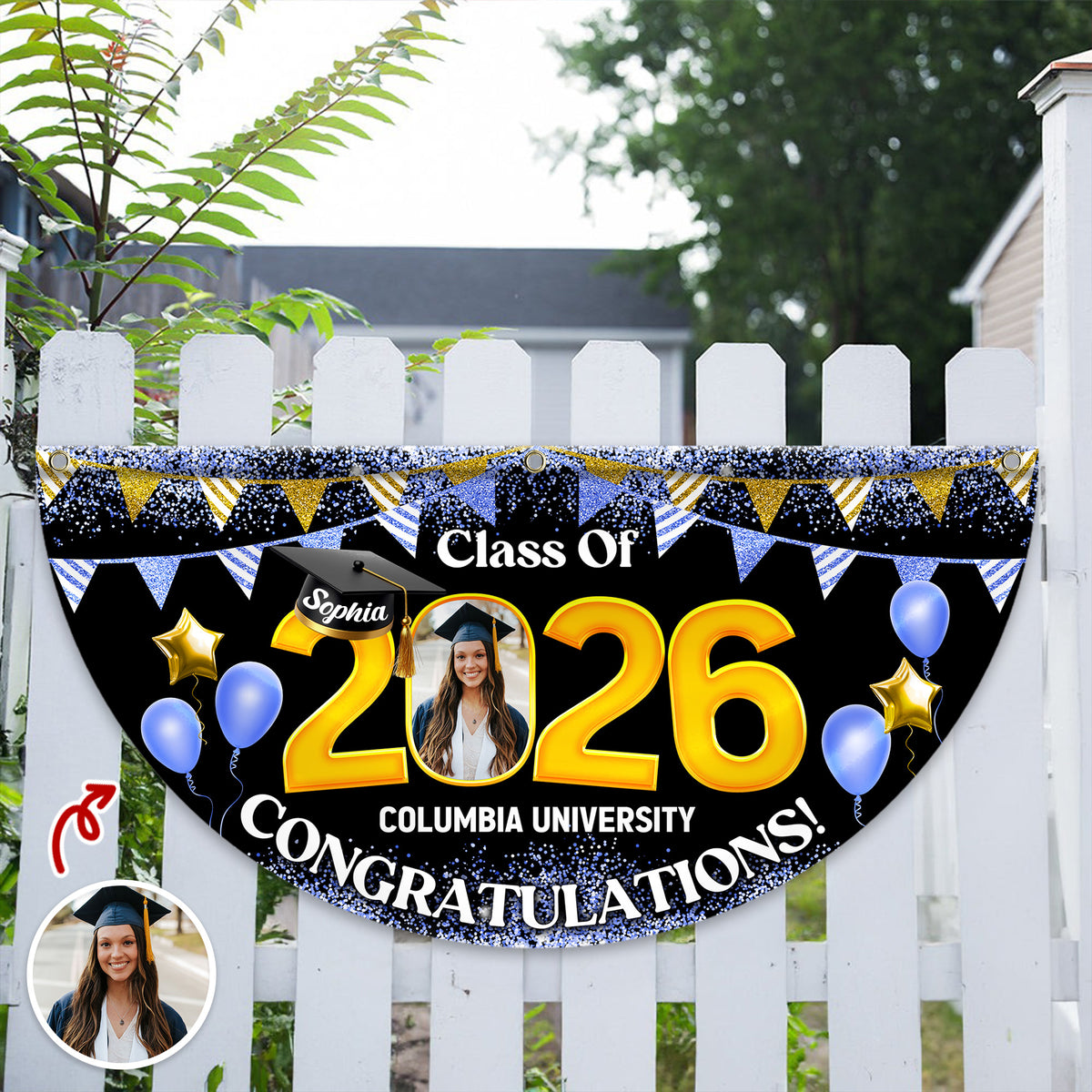 Custom Photo Graduation Senior Class Of 2026 Non-Pleated Fan Flag CH07 910634