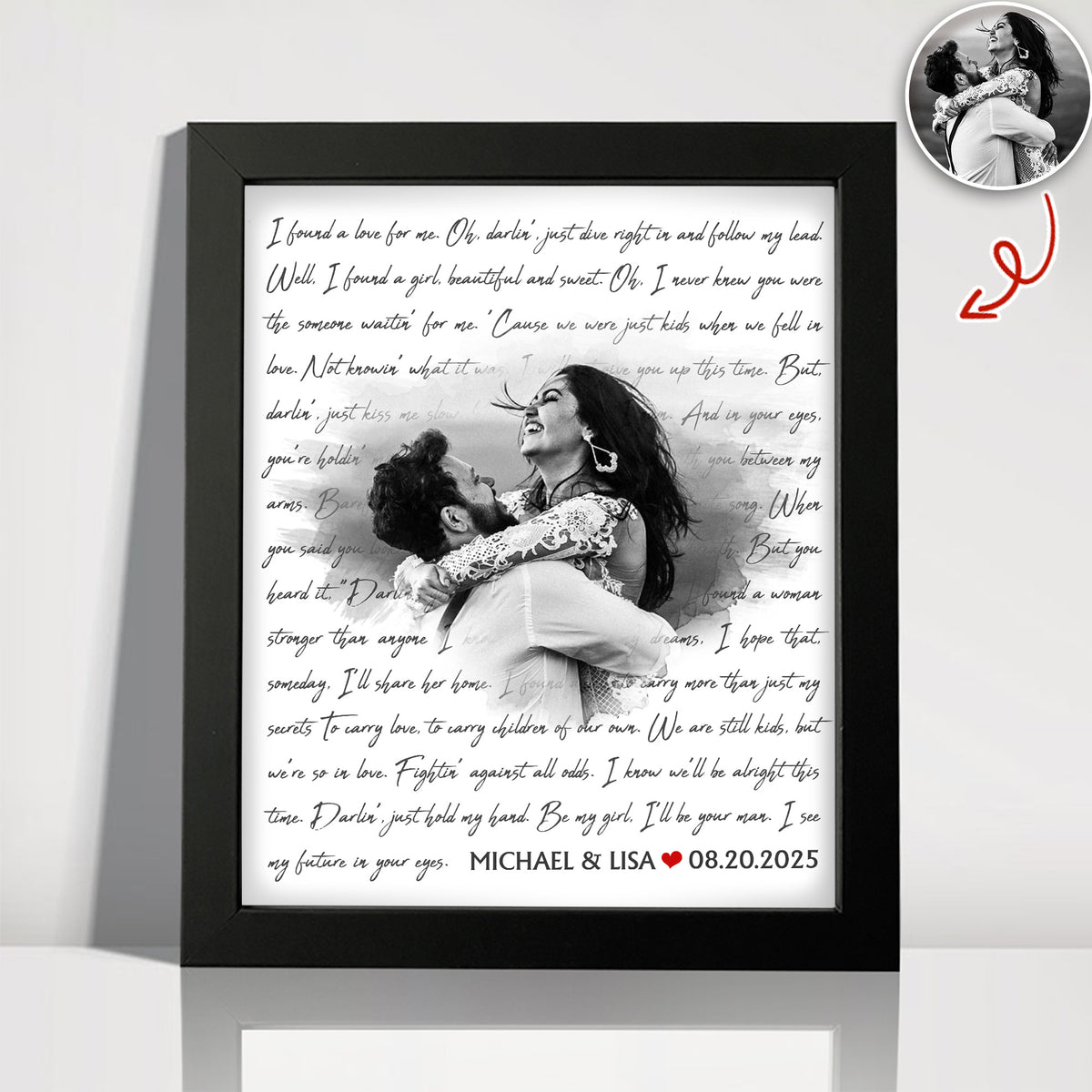 Custom Photo Song Lyrics Wall Picture Frame Valentine Day Gift For Wife Husband LM32 897729