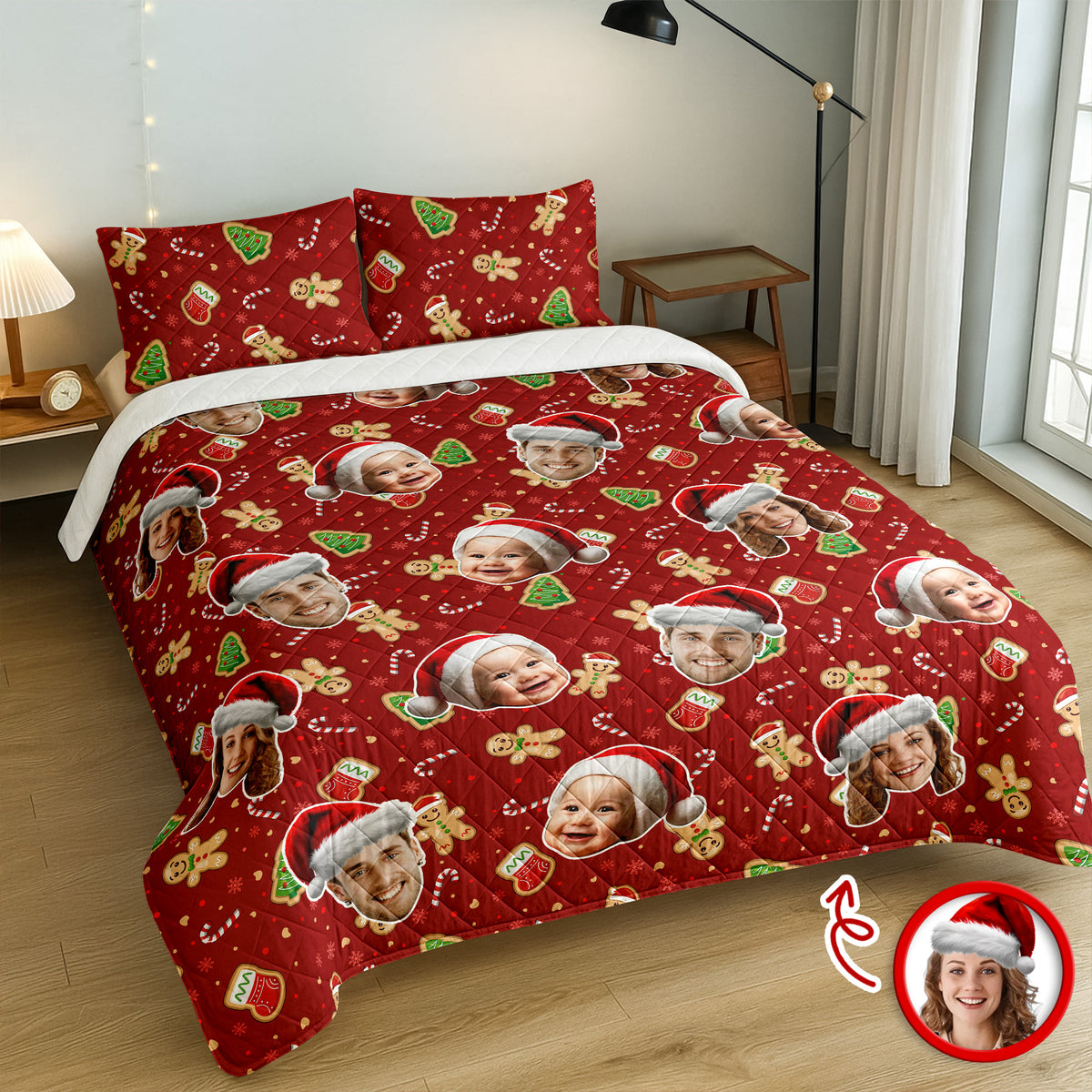 Custom Funny Family Face With Christmas Pattern Quilt Bedding Set HA75 898244