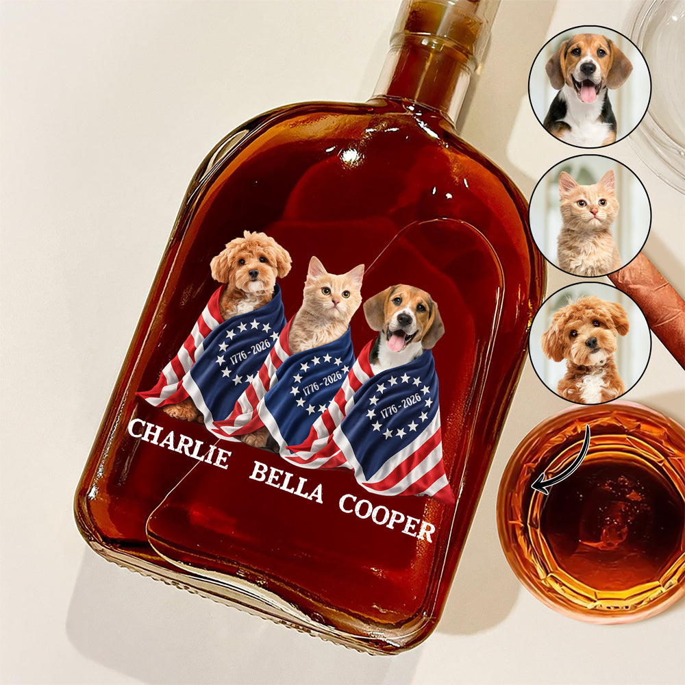 Custom Photo Dog Cat With US 250 Whiskey Bottle HO82 901256