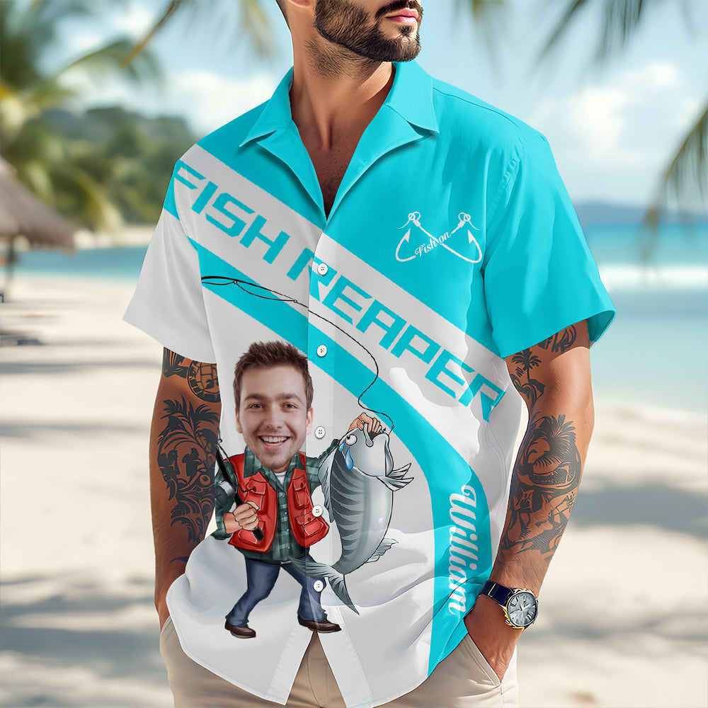 Custom Photo Fish Reaper - Personalized Fishing Hawaiian Shirt HO82 893790