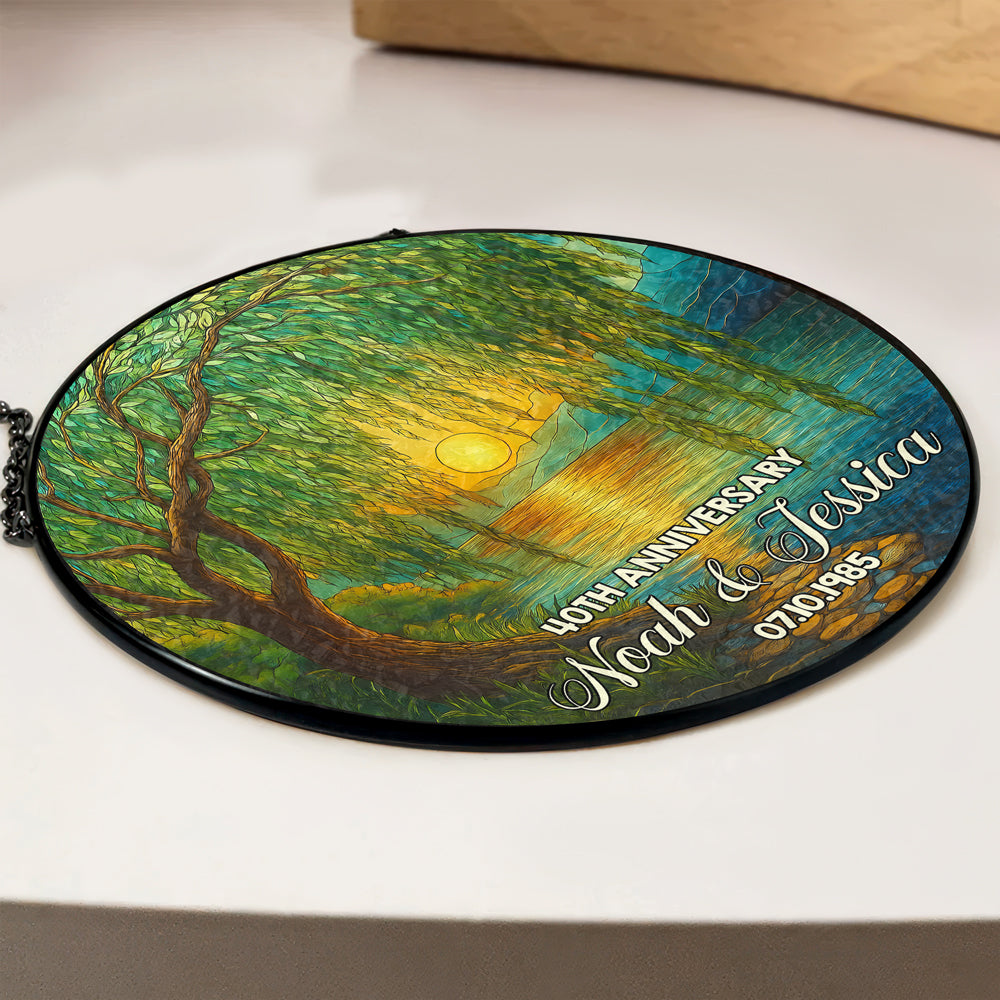 Personalized Tree of Life Stained Glass Suncatcher Anniversary Gift For Parents HA75 897106