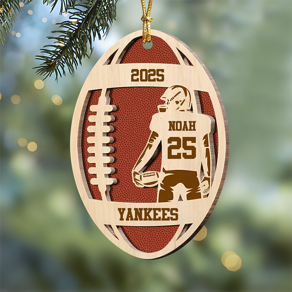Personalized Football Player 2-Layer Wooden Ornament For Sport Lovers CH07 899466