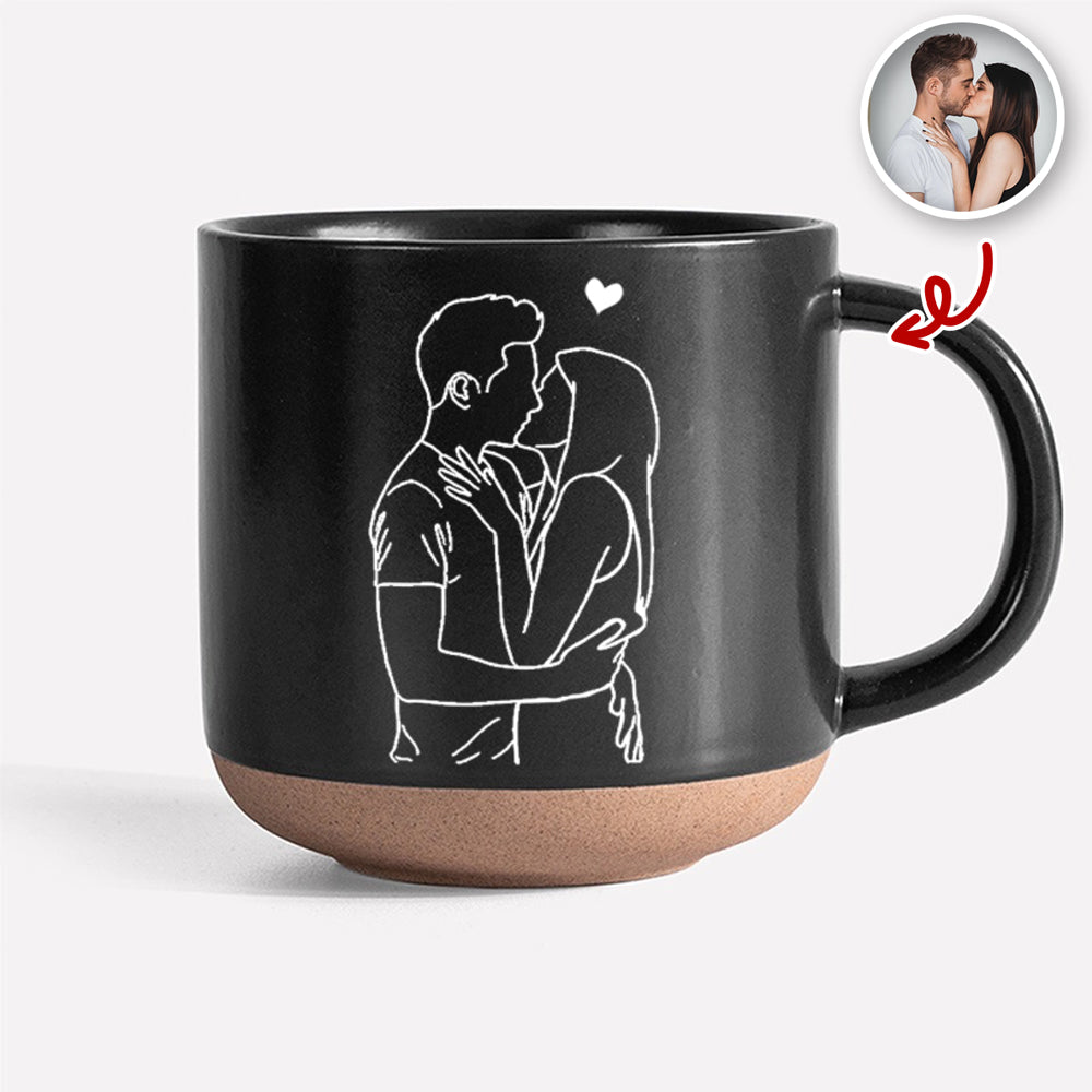 Custom Line Drawing Couple Gift Pottery Mug Valentine Gift, Anniversary Gift HA75 898920