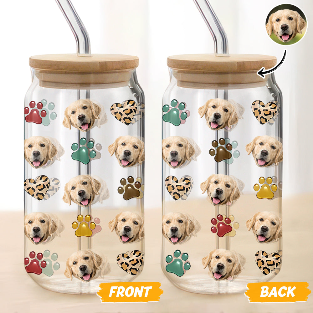 Custom Dog Cat Pet Photo Glass Can With Lid Gift for Pet Lovers HA75 898296