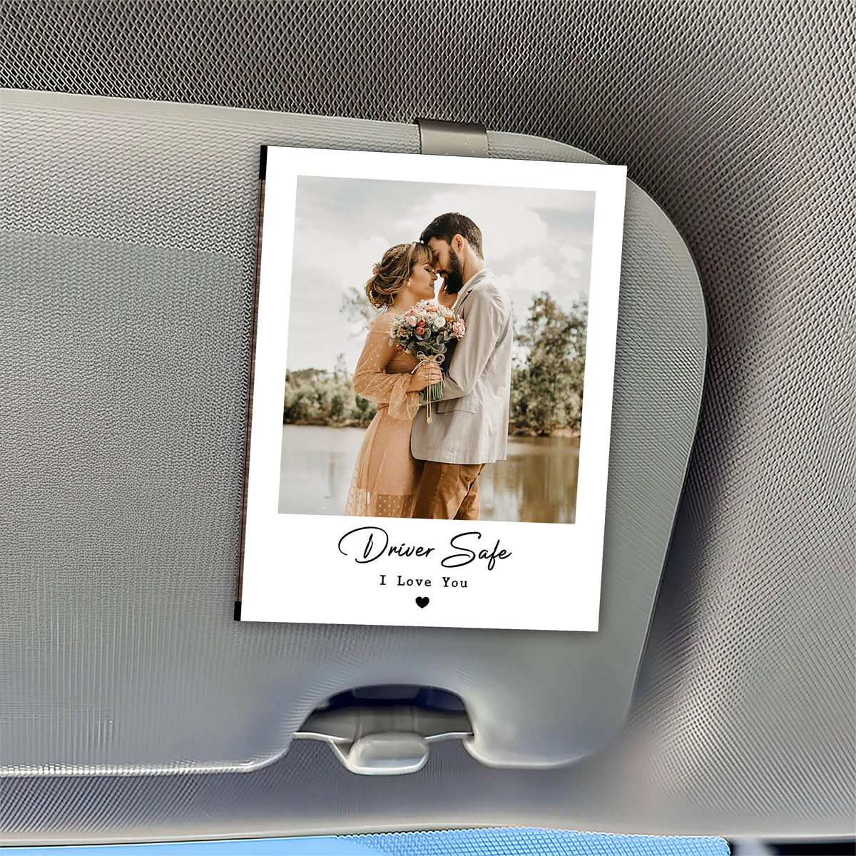 Custom Couple Photo Drive Safe I Love You 2 Layered Car Visor Clip TH10 898045