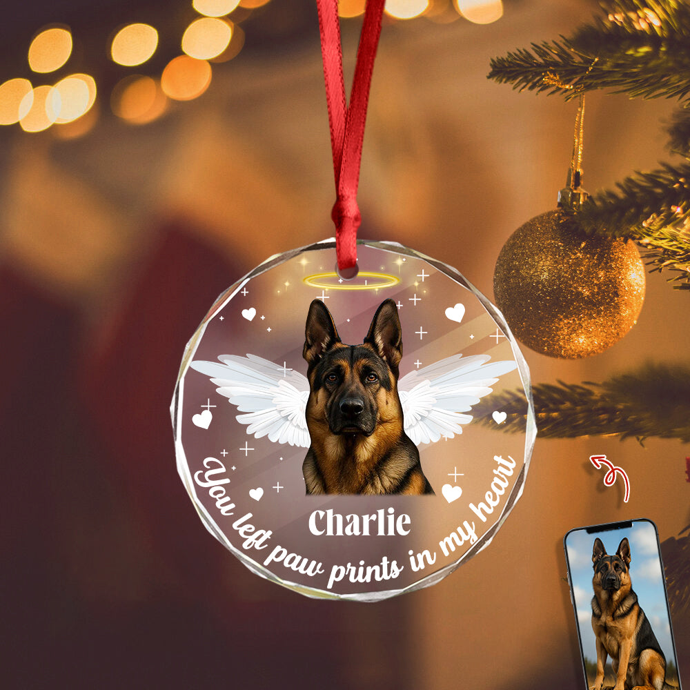 Custom Photo You Left Paw Prints In Our Hearts Personalized Glass Ornament Gift For Dog Lovers CH07 896392