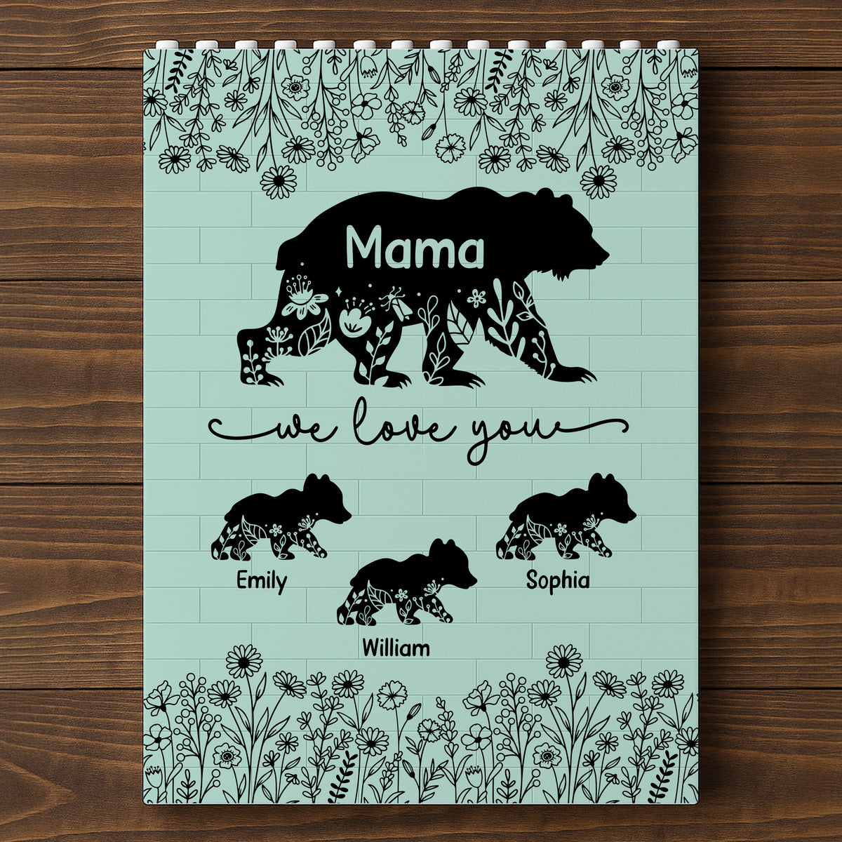 Personalized Floral Mama Bear Building Brick Blocks Mother's Day Gift HA75 920652
