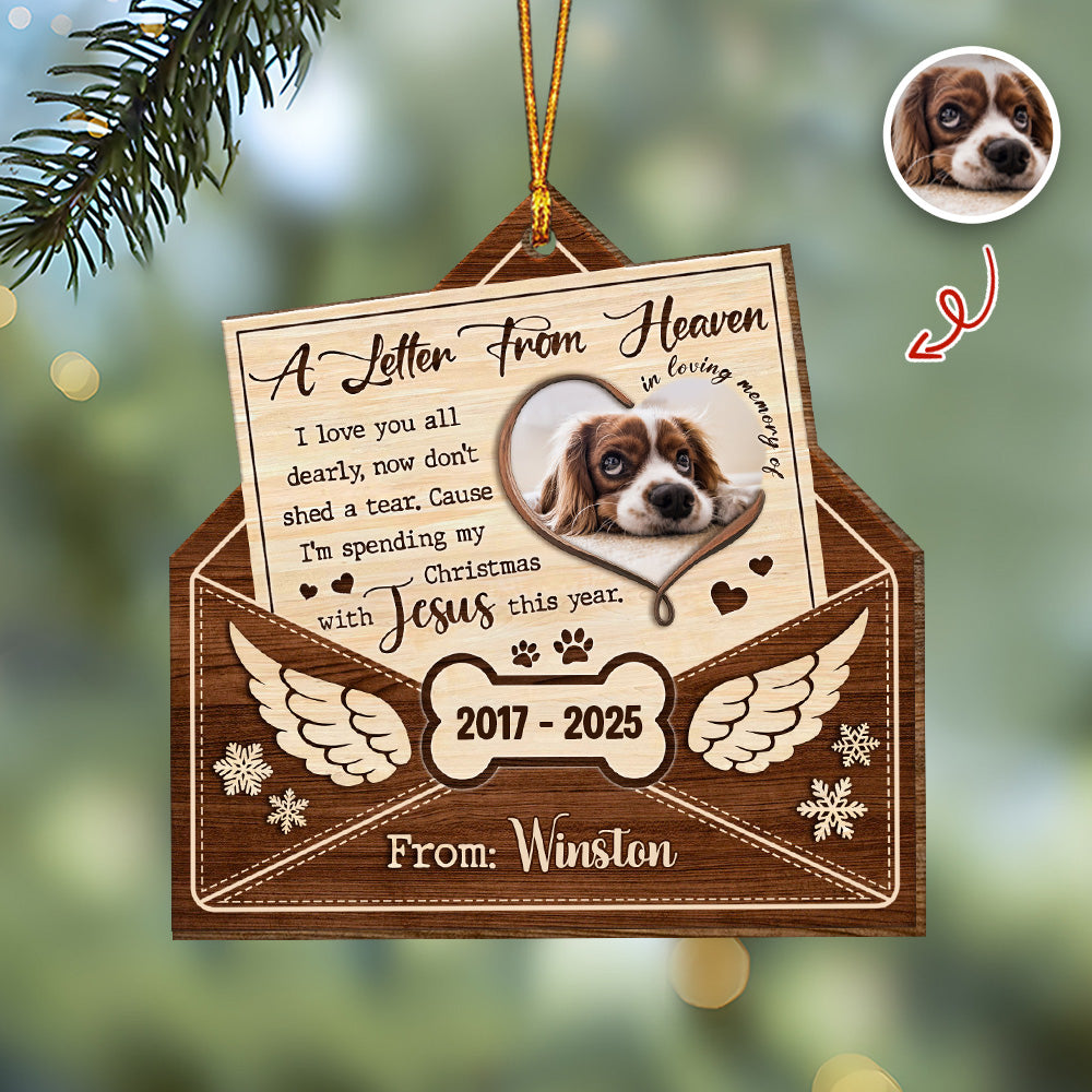 Custom Dog Photo A Letter From Heaven Sympathy Memorial Wooden Ornament LM32 895889