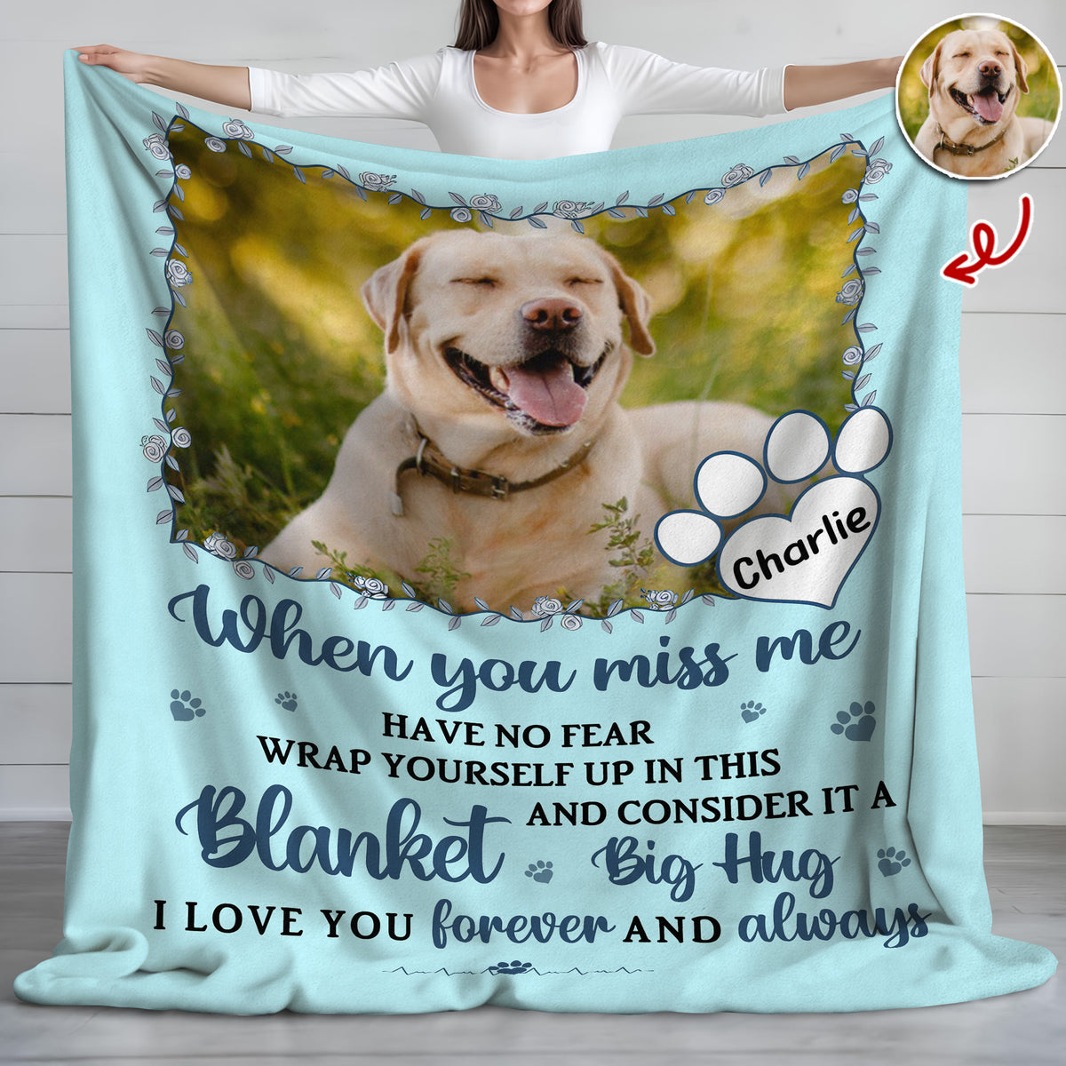 Custom Photo Dog Cat Miss Me No Fear Memorial Blanket HA75 920662