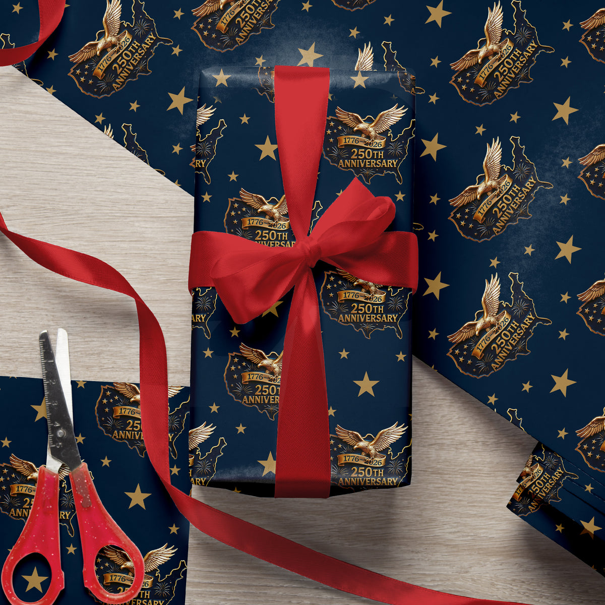 250th U.S Anniversary Bald Eagle United States Wrapping Paper, 1776-2026 Patriotic Gifts HO82 900610