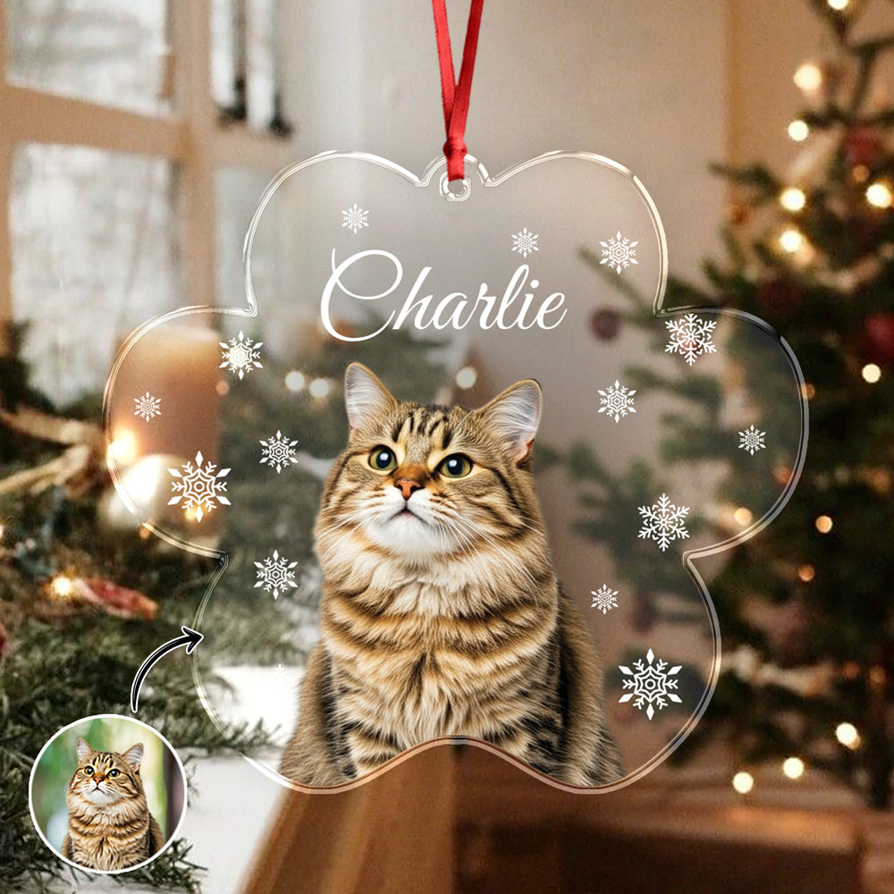 Custom Photo Cat Paw Shaped Acrylic Ornament For Christmas HA75 897264