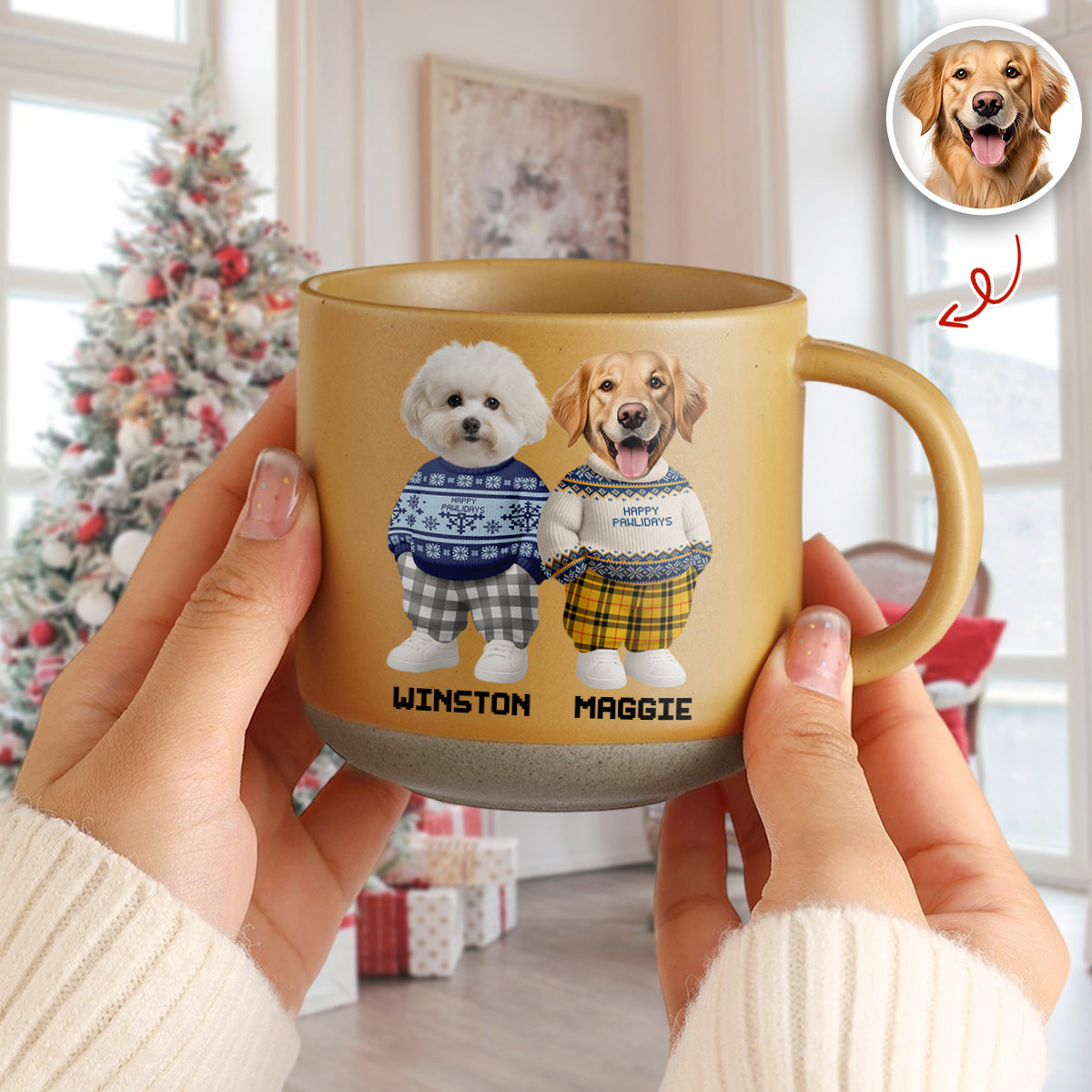 Custom Photo Dog Cat Xmas Clothes Christmas Pottery Mug For Dog Cat Lovers CH07 899316