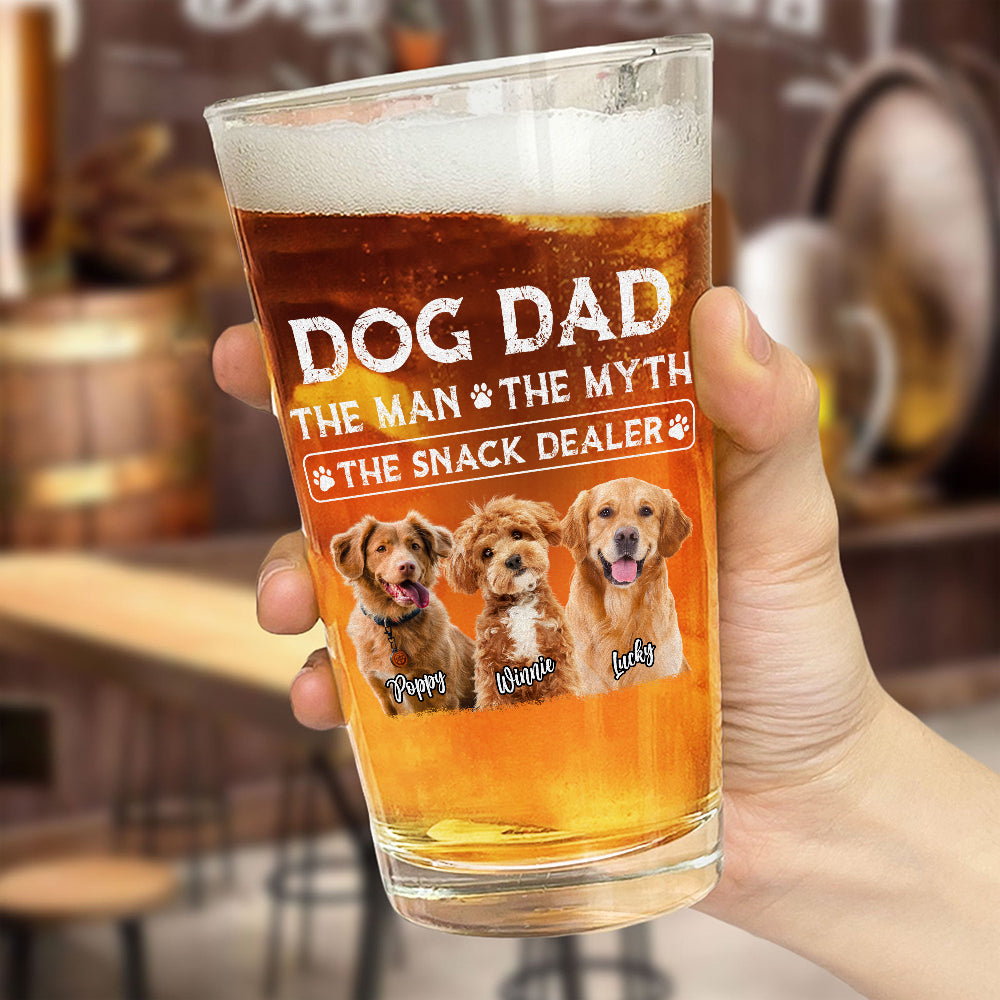 Custom Photo Dog Dad The Man The Myth The Snack Dealer Beer Glass CH07 895906