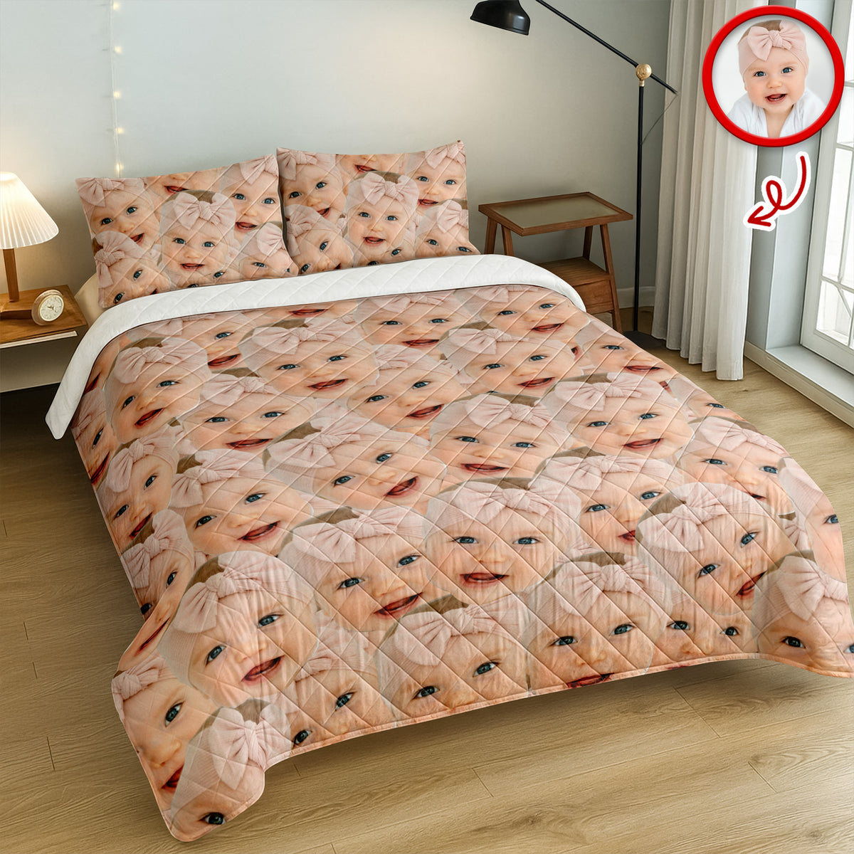 Custom Funny Photo Portrait Bedding Set Birthday, Christmas Gift For Family CH07 899650