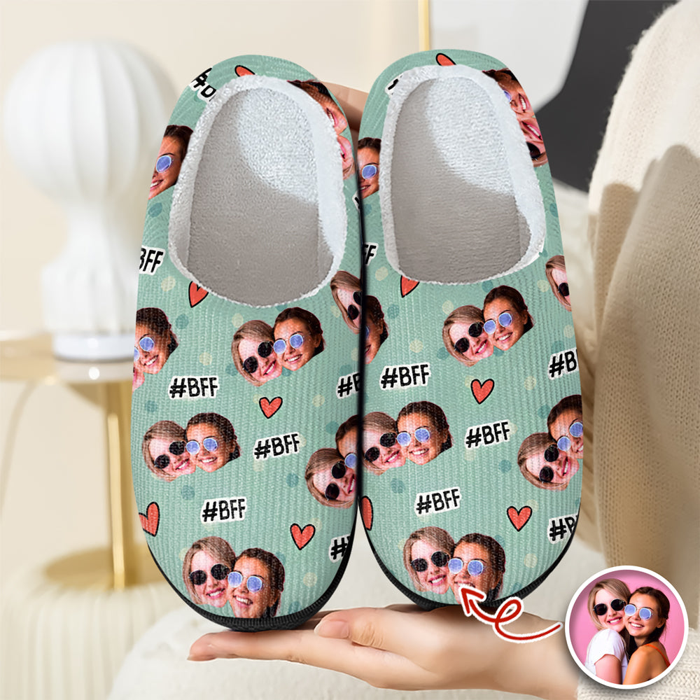 Custom Photo BFF Forever - Personalized Slippers Gift For Friends HO82 900024