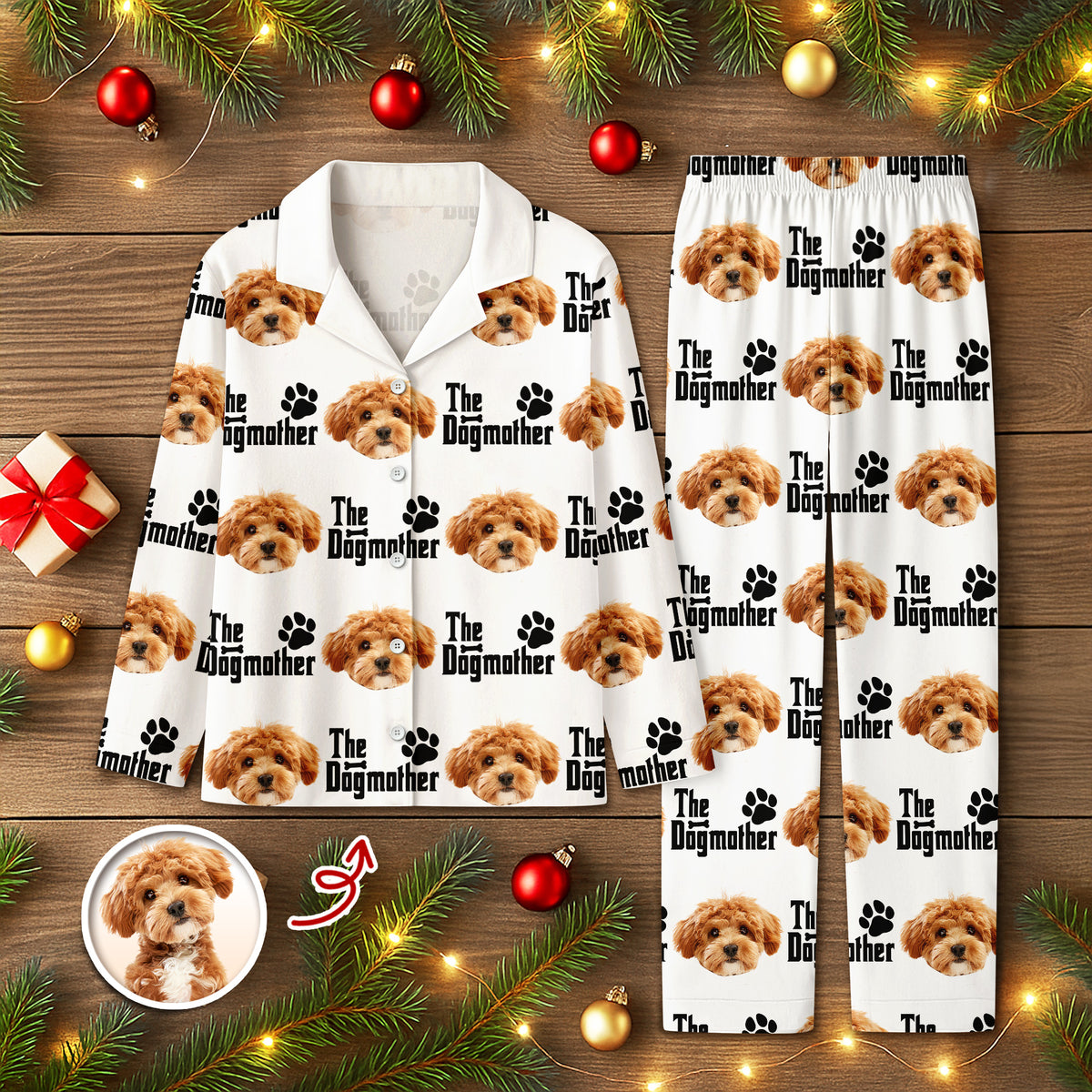 Custom Puppy Photo The Dog Father with Pawprints Design - Personalized Pajamas LM32 895753