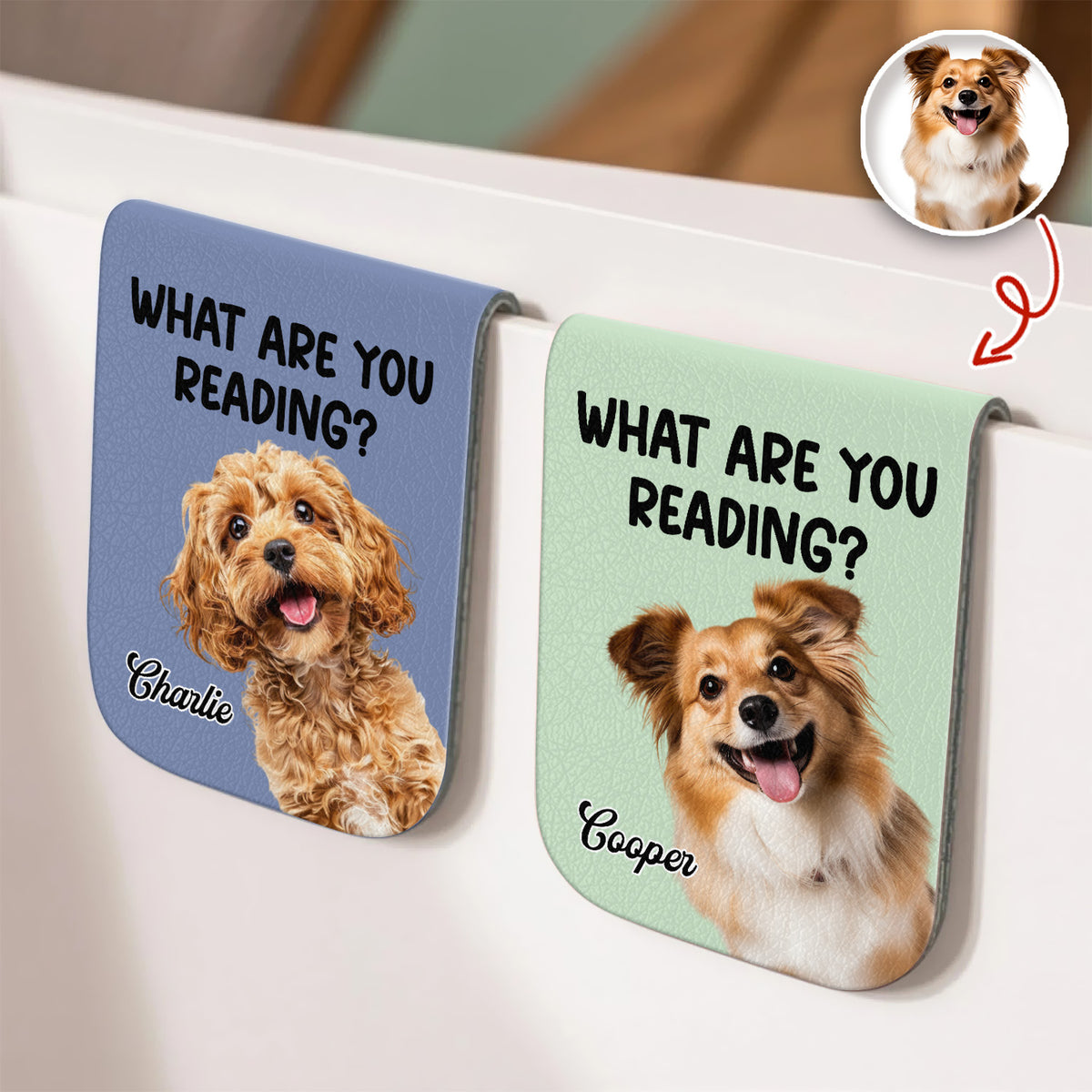 What Are You Reading - Custom Dog Photo Leather Magnetic Bookmark For Book Lovers, Dog Lovers CH07 899528
