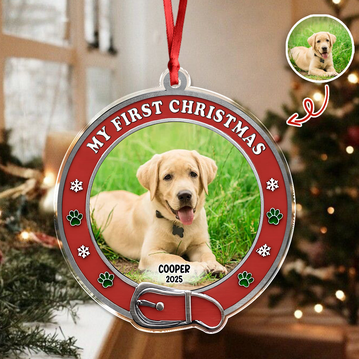 Custom Photo My First Christmas Dog Acrylic Ornament HA75 897188