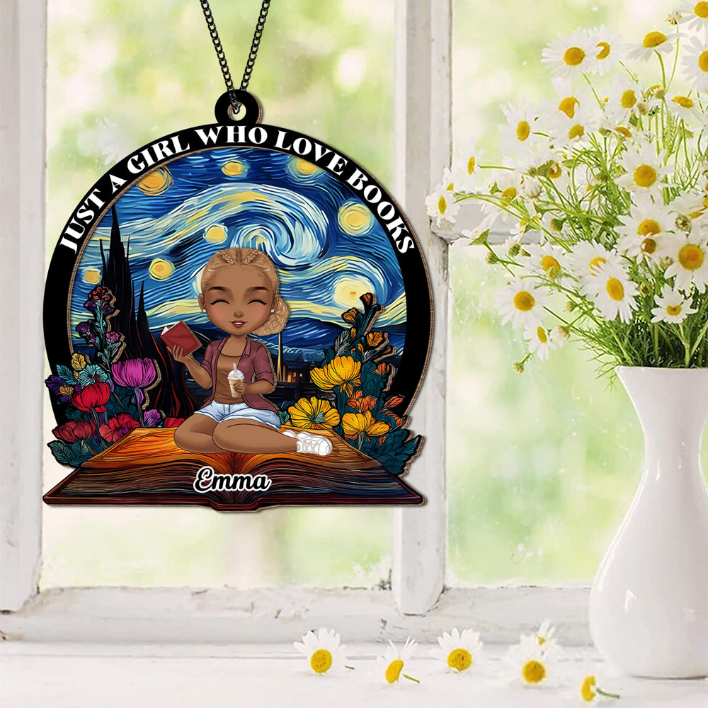 Just A Girl Who Love Books Personalized Book Lovers Suncatcher CH07 896524