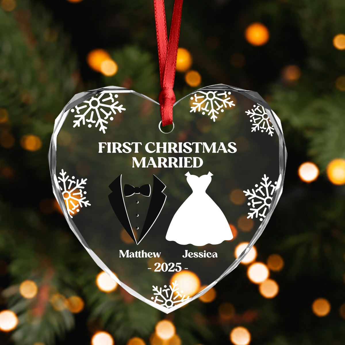 Our First Christmas As Mr & Mrs Personalized Heart Shaped Glass Ornament Anniversary Christmas Wedding Gifts HA75 897138