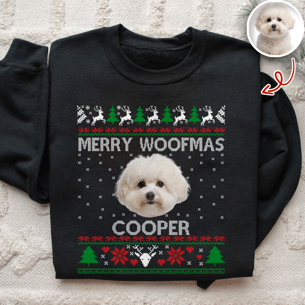 Custom Dog Photo Ugly Christmas Sweatshirt For Dog Lovers TH10 896219