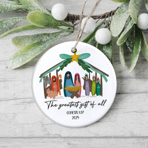 The Greatest Gift of All - Personalized Nativity Christmas Ceramic Ornament LM32 895719