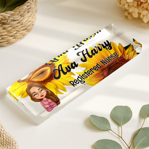 Personalized Daisy Flowers Acrylic Desk Name Plate Gift for Teacher, Colleagues, Coworkers HA75 892744