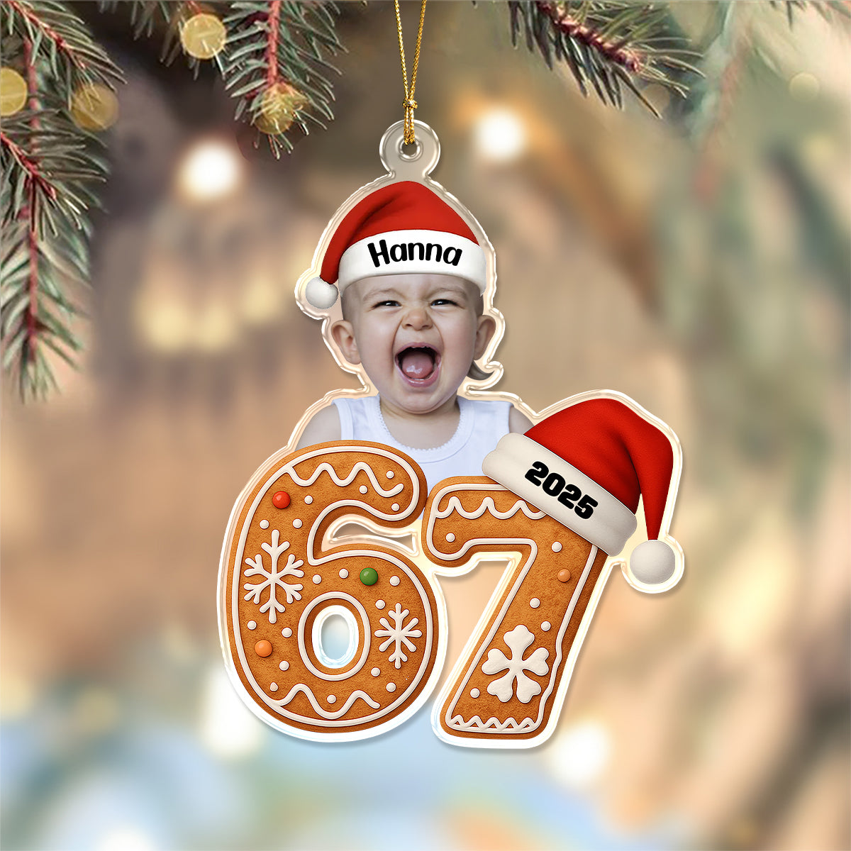 Custom Photo Six Seven Gen Alpha Humor Acrylic Ornament HO82 900704