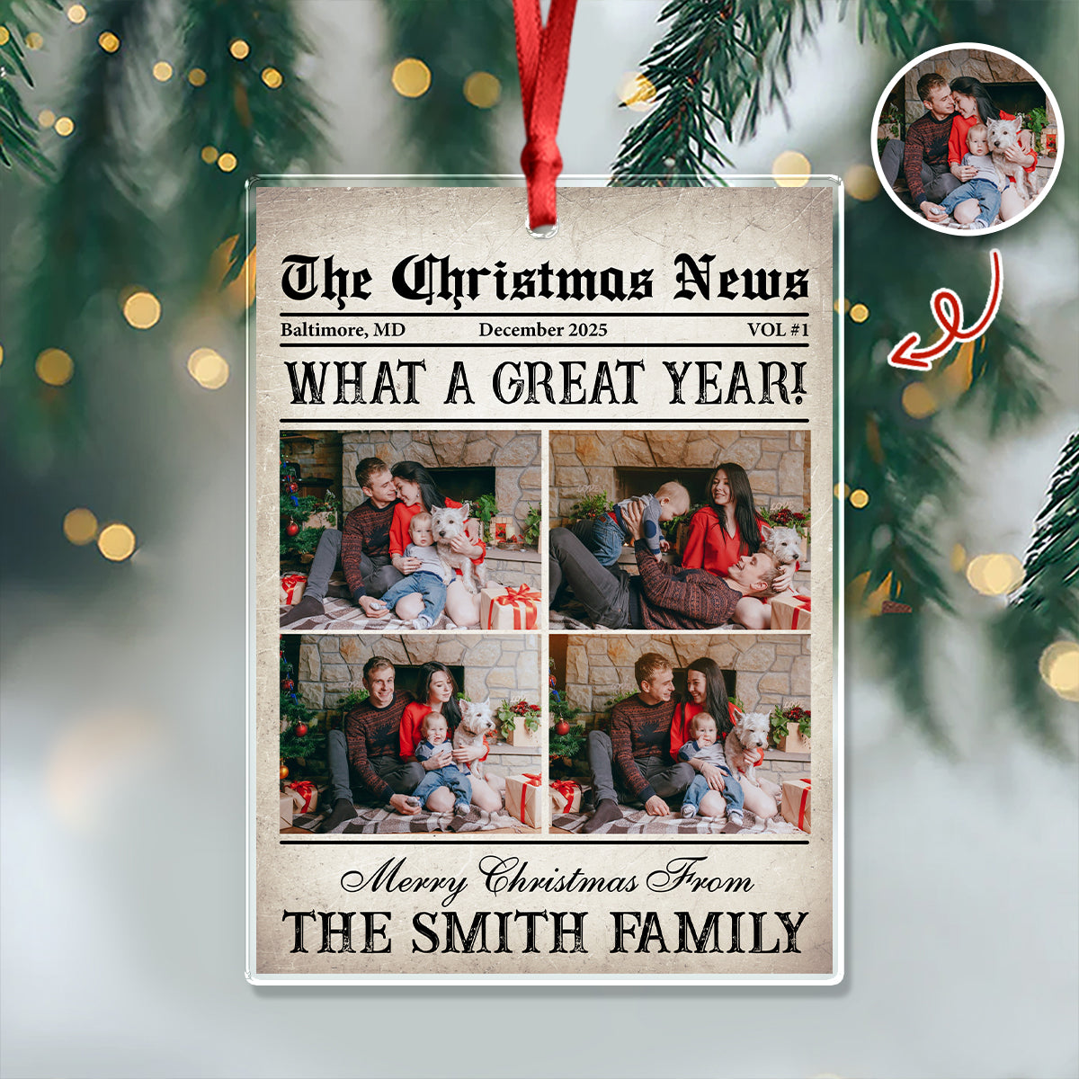 Custom Photo The Christmas News Acrylic Ornament Gift For Family HO82 894856
