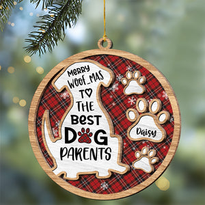 Merry Woof-Mas To The Best Dog Mom Personalized 2-Layered Wooden Ornament CH07 896894