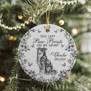 Custom Dog Breeds You Left Paw Prints On My Heart Chinoiserie Toile De Jouy Style Personalized Memorial Ceramic Ornament HO82 894836