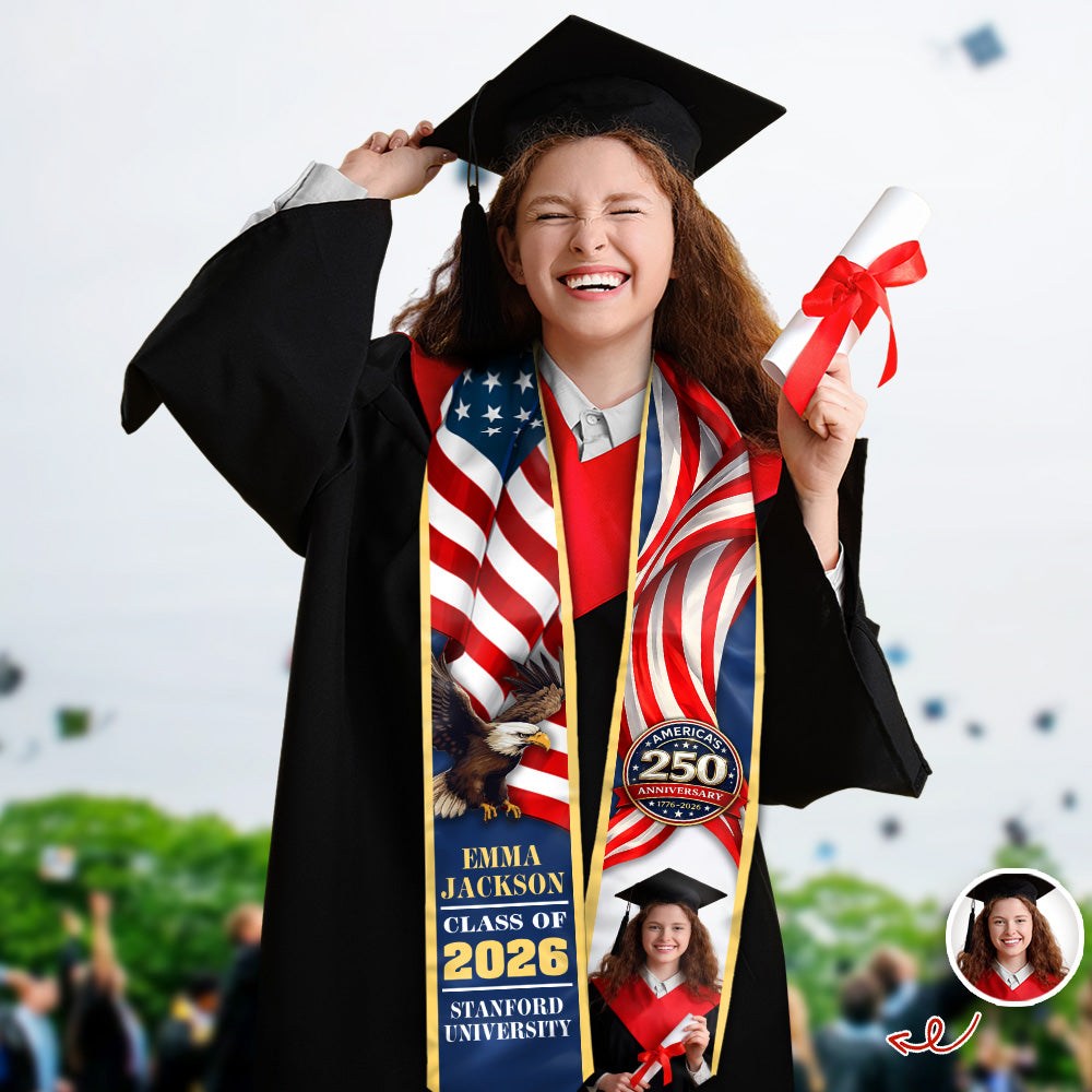 Personalized Graduation Stole US 250 Years 1776-2026 HO82 901514