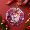Custom Cat Stained Glass Style Christmas Glass Ornament TH10 896417