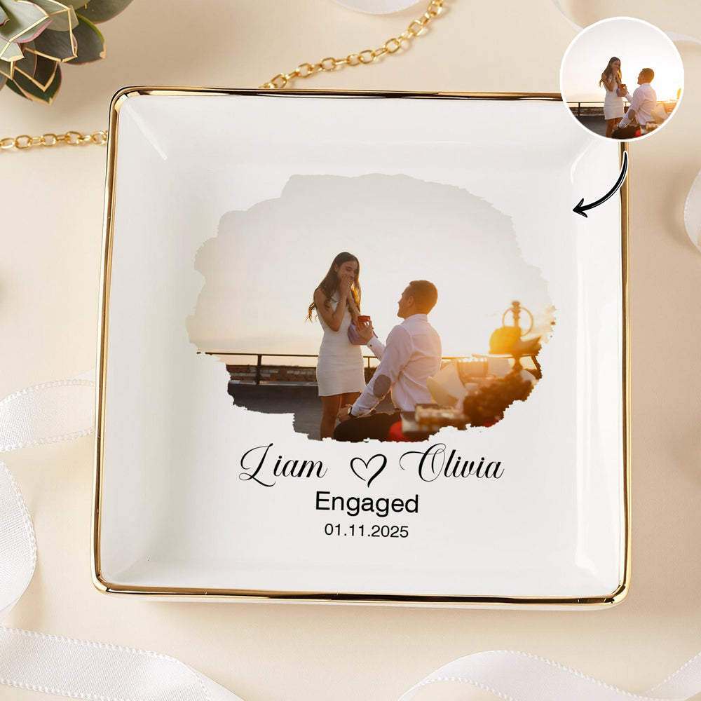 Custom Engagement Photo Jewelry Dish Gift For Married Couple CH07 899888