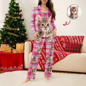 Custom Cat Photo Winter Pattern Pajamas Funny Gift For Cat Lovers CH07 896946